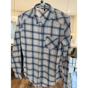 PAIGE Button-Up Shirt Women Size M Blue Pink NWOT Plaid Flannel Long Sleeve